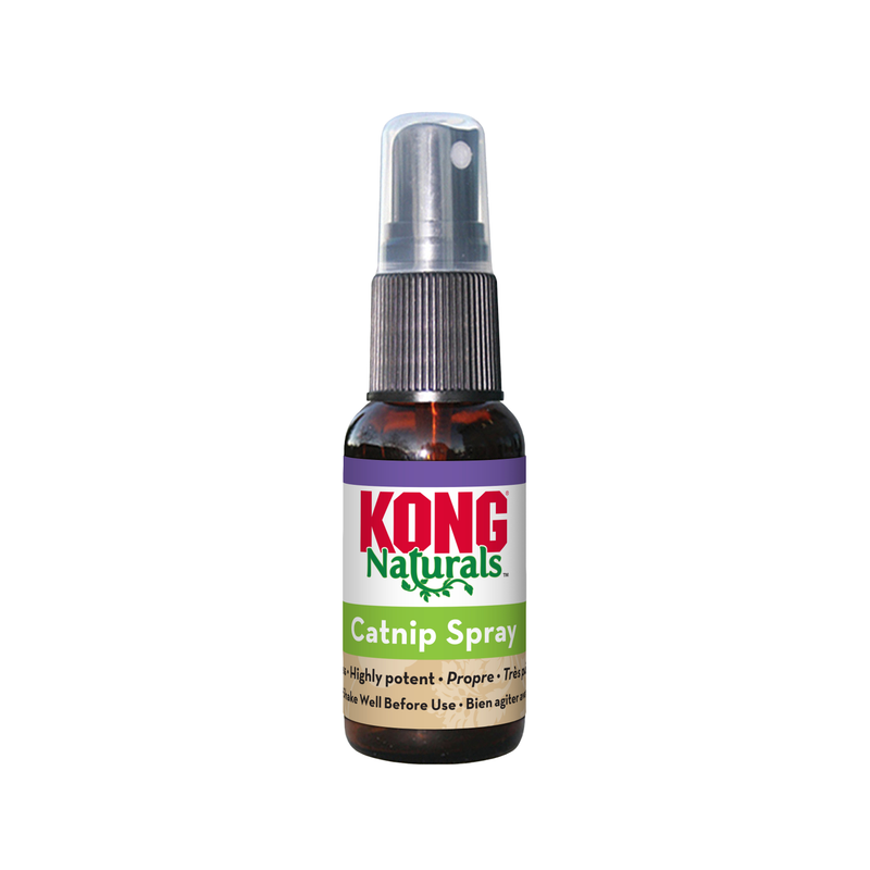 Bottle of KONG Naturals Catnip Spray on a white background