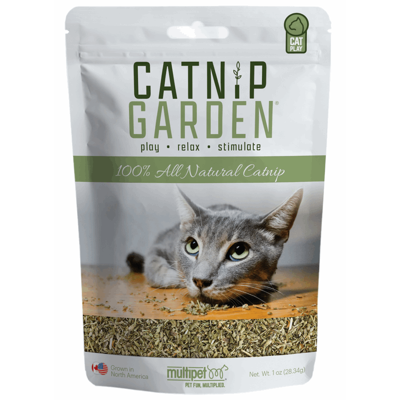 Catnip Garden packaging with a cat on a white background