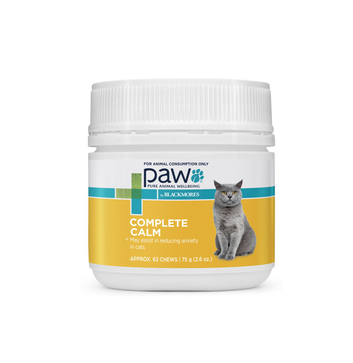 Paw Complete Calm cat supplement jar on a white background