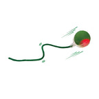 Toy mouse with a green body and red nose on a white background